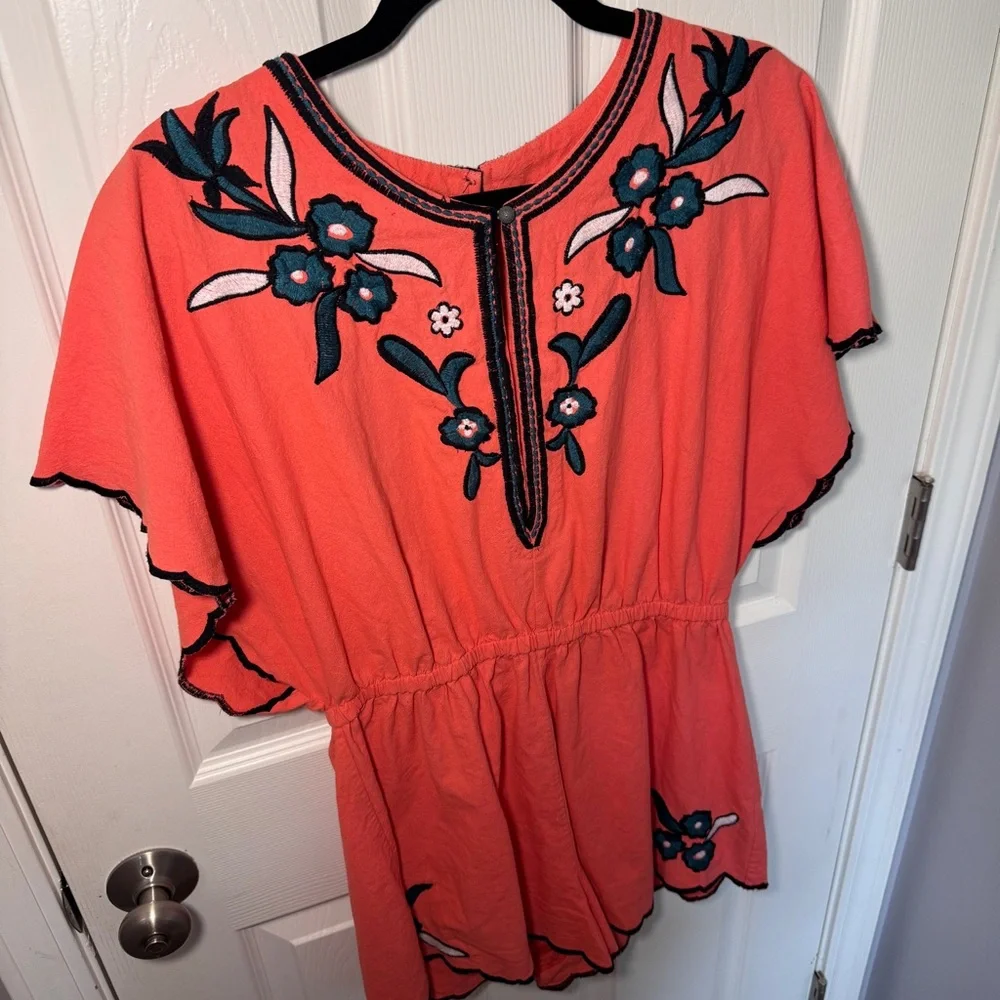 Free People Sophia Embroidered Romper